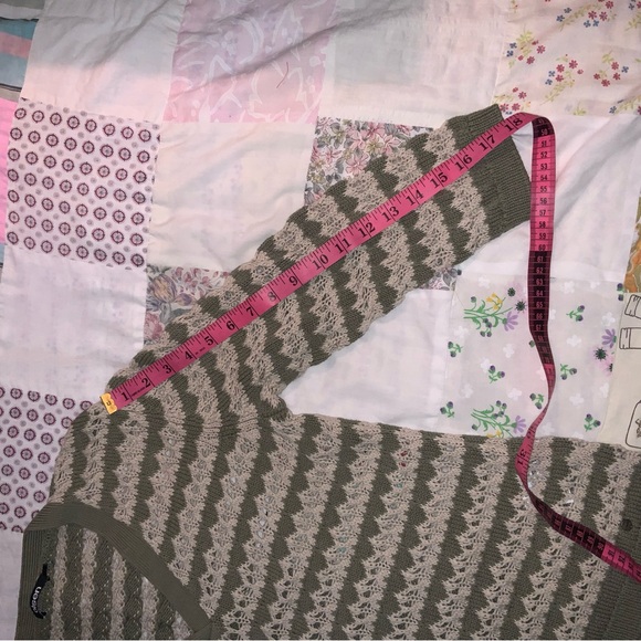 olsen Green and Cream knit Sweater 100% cotton L 3/4 sleeves‎ - Picture 7 of 10